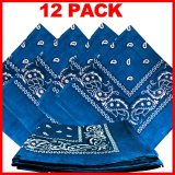 Paisley Bandana (100% Cotton) - Turquoise 22" x 22" 12 Pack (image for) Paisley Bandana (100% Cotton) - Turquoise 22" x 22" 12 Pack